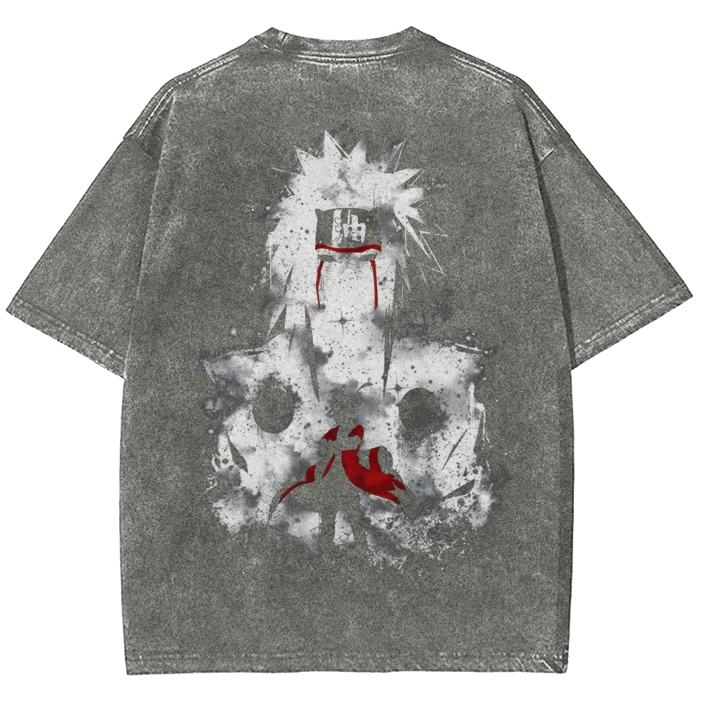 Naruto Jiraiya Streetwear Washed T-Shirt-Coordom