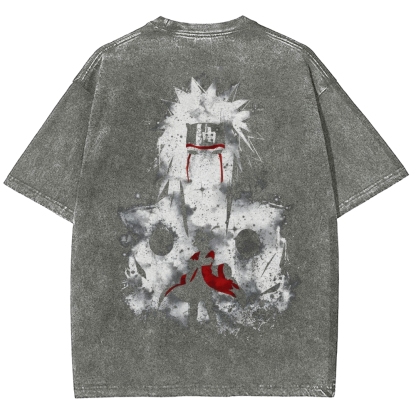 Naruto Jiraiya Streetwear Washed T-Shirt-Coordom