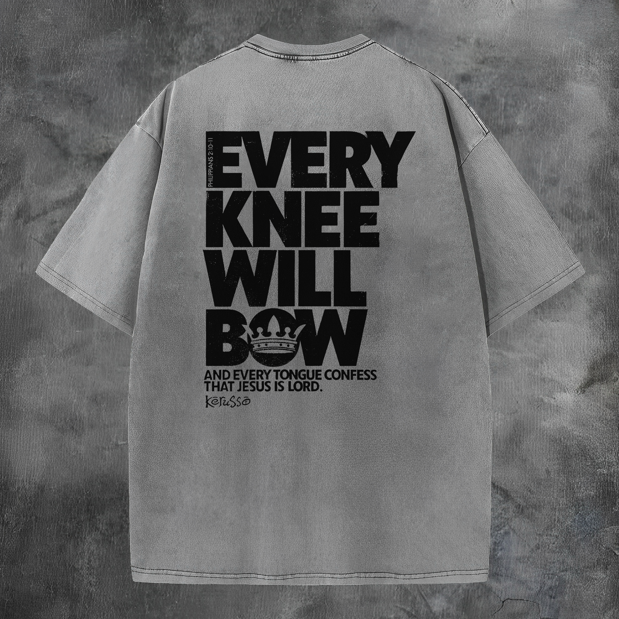 Every Knee Will Bow Printed Men's Washed Tee-Coordom