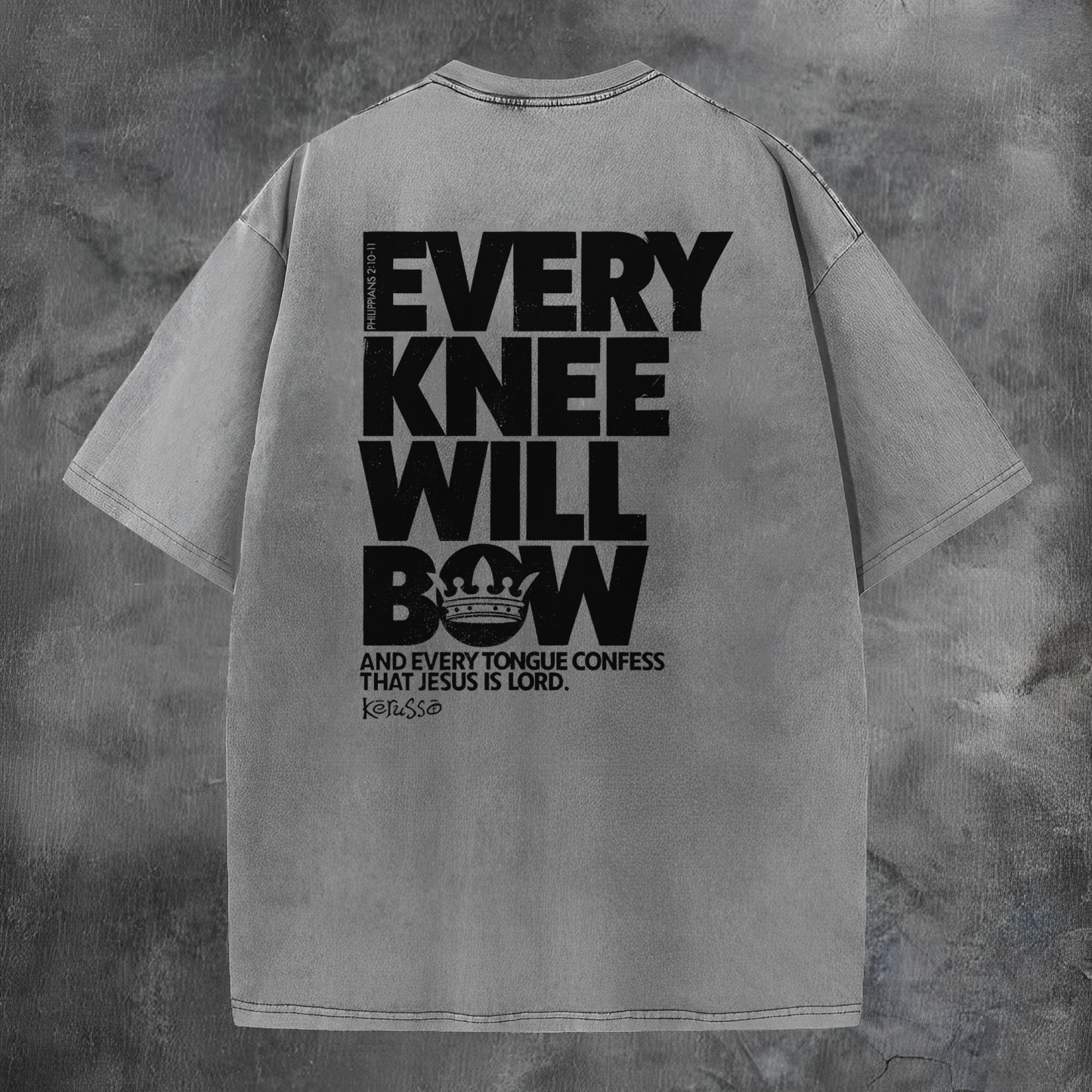 Every Knee Will Bow Printed Men's Washed Tee-Coordom