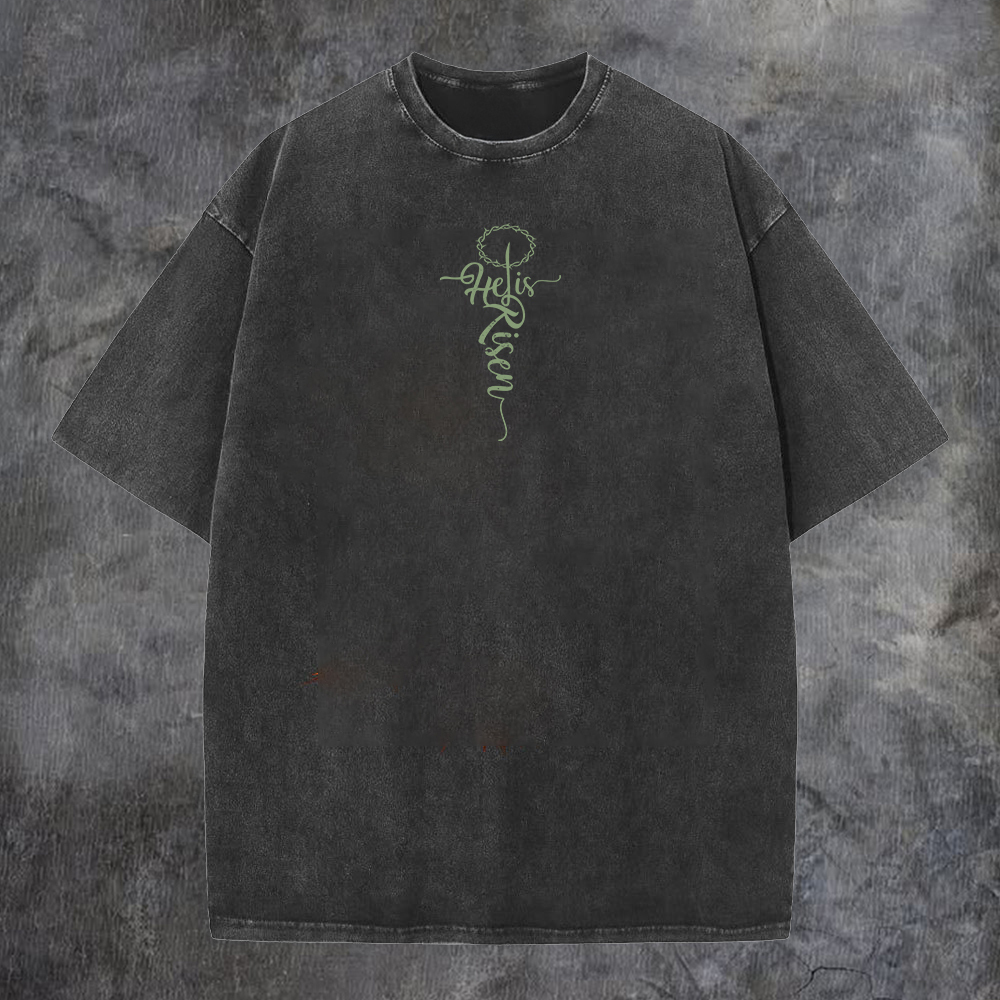 He Is Risen Printed Men's Washed Tee-Coordom