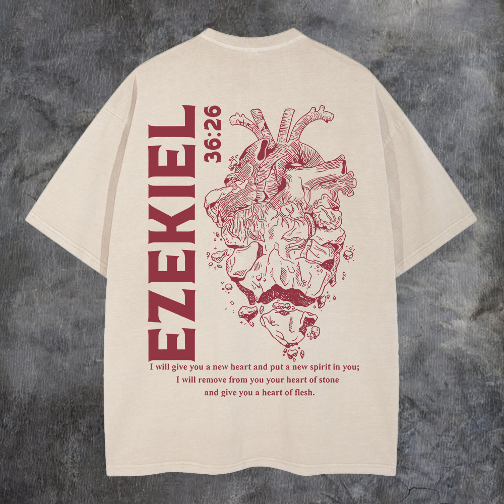 Ezekiel 36:26 Washed T-shirt-Coordom