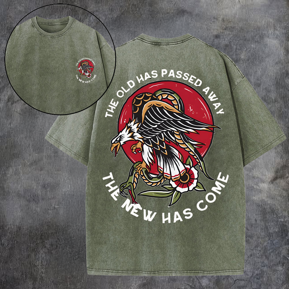 The Old Has Passed Away The New Has Come Printed Men's Washed Tee-Coordom