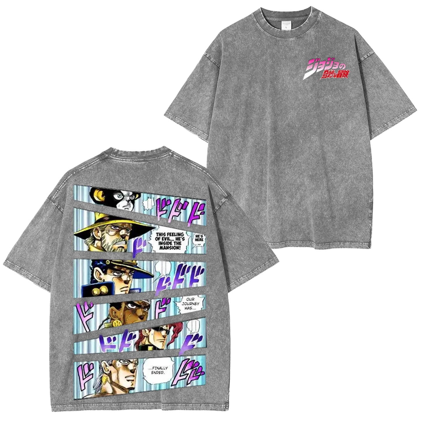 Japanese Anime Jojo Bizarre Adventure Vintage Unisex Washed T-Shirt-Coordom