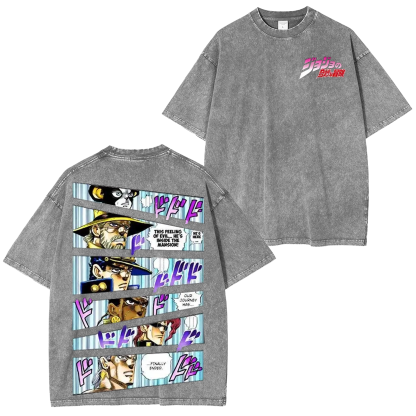 Japanese Anime Jojo Bizarre Adventure Vintage Unisex Washed T-Shirt-Coordom