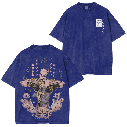 JoJo's Bizarre Adventure Kira Stand Graphic Vintage Unisex Washed T-Shirt-Coordom