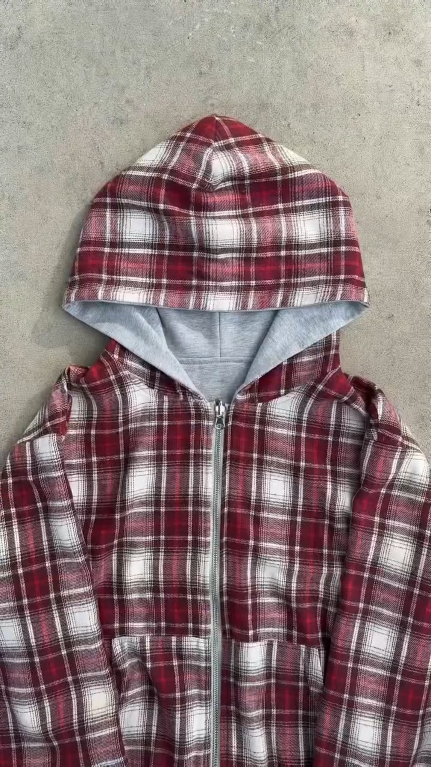 REVERSIBLE PLAID ZIP HOODIE|Streetwear Oversized Vintage Casual Wear-Coordom