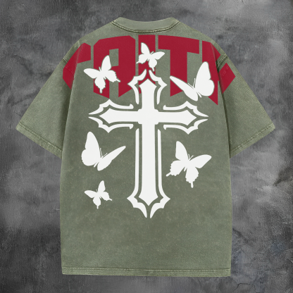 Faith Printed Men's Washed Tee-Coordom
