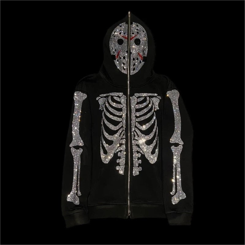 Rhinestone Skull Sweatshirt-Coordom