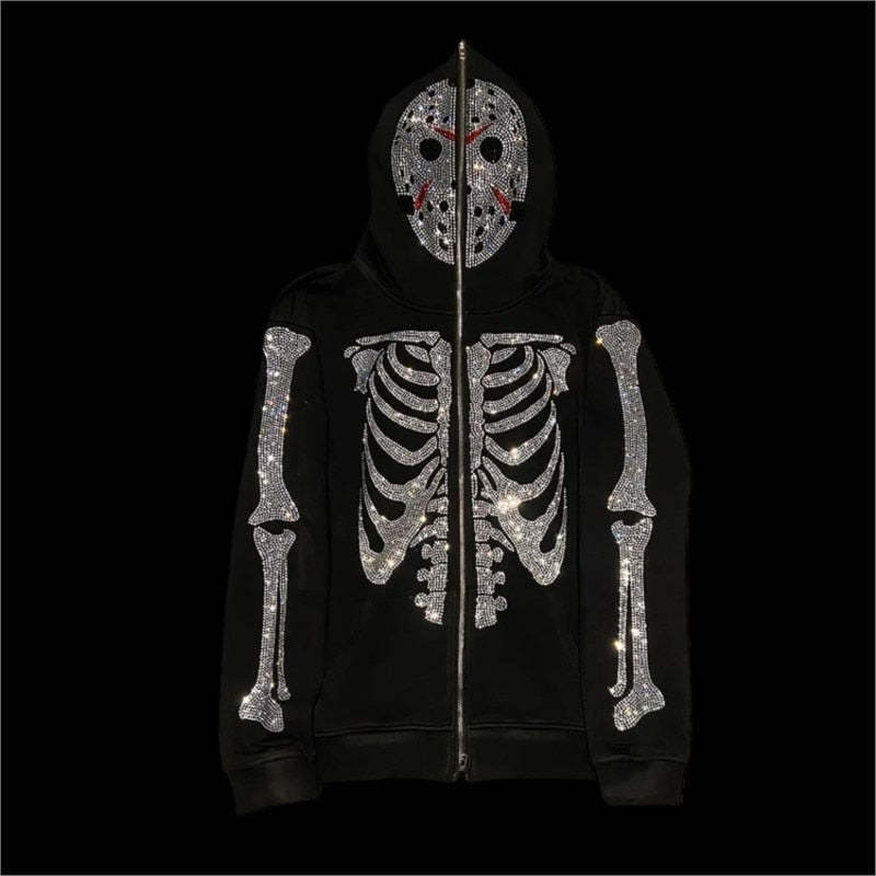 Rhinestone Skull Sweatshirt-Coordom