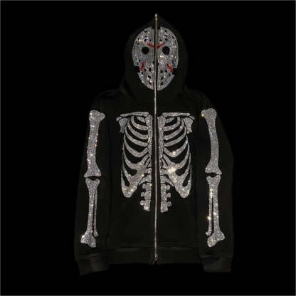 Rhinestone Skull Sweatshirt-Coordom