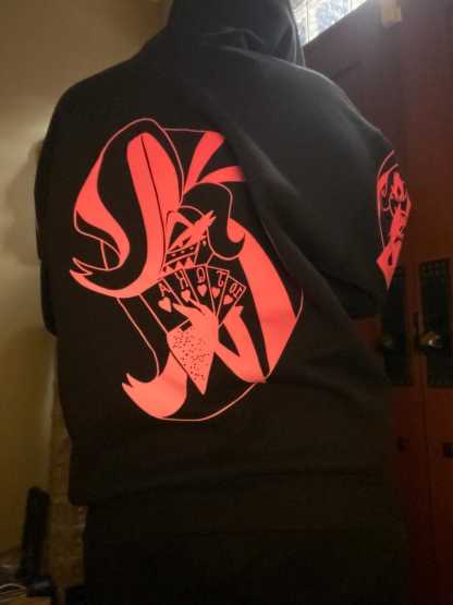 Angeldust neon pink Reflective Hoodie - loose fit unisex nighttime essential riding pullover-Coordom