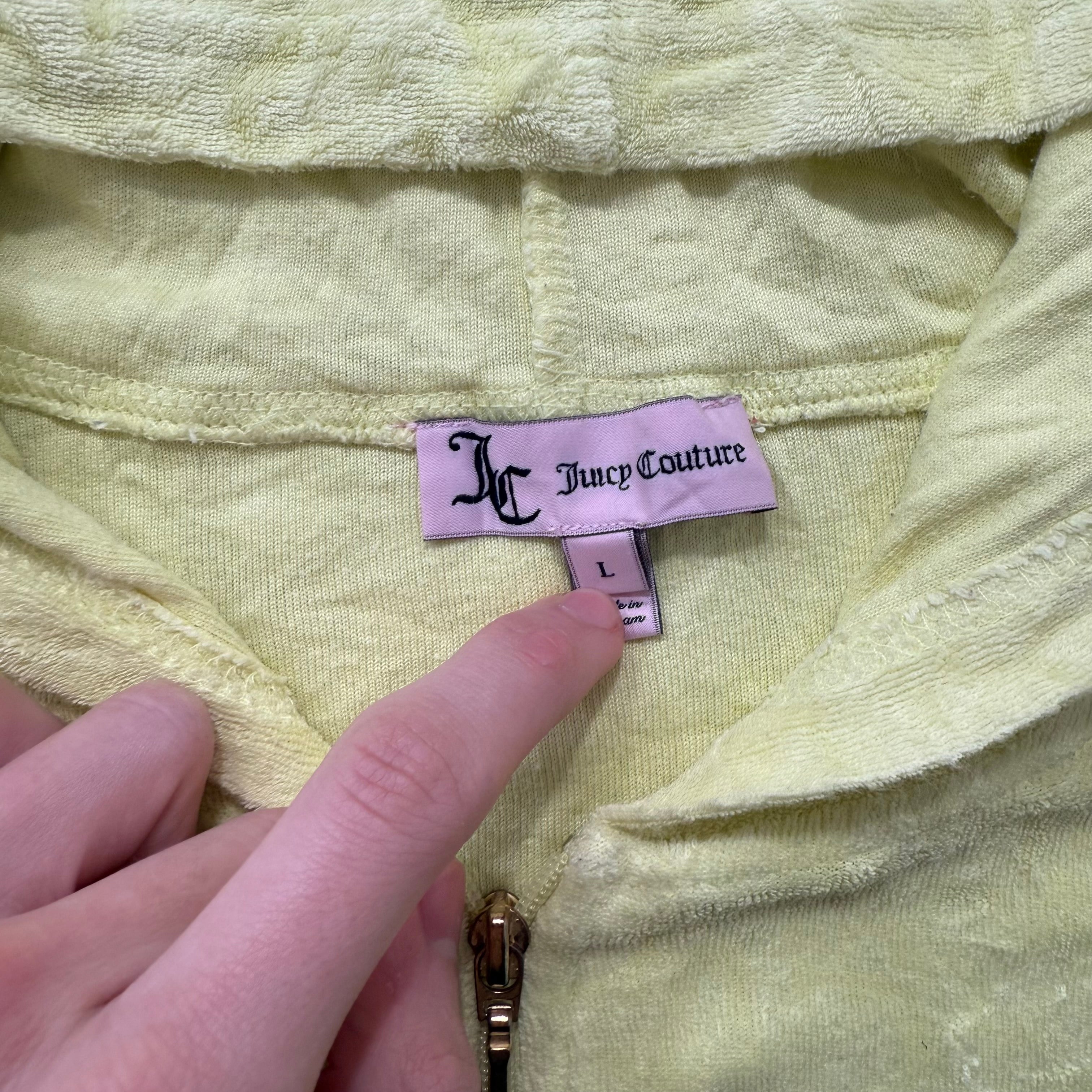 Juicy Couture Women's Yellow Terry Cloth Zip-Up Hoodie Long Sleeve Casual Size L-Coordom