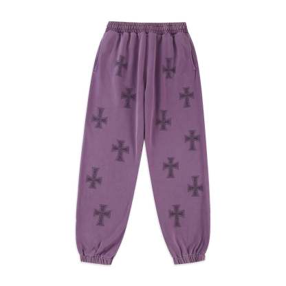 WASHED PURPLE RHINESTONE JOGGERS-Coordom