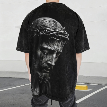 Crown Of Thorns Portrait Washed T-Shirt-Coordom