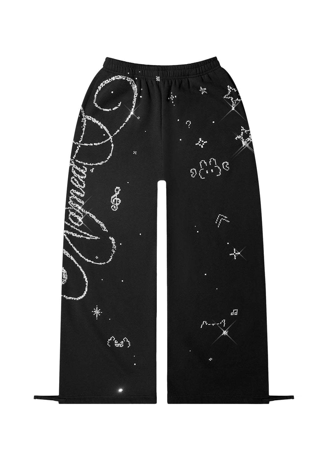 DREAMER RHINESTONE TEDDY OVERSIZED SWEATPANTS BLACK-Coordom