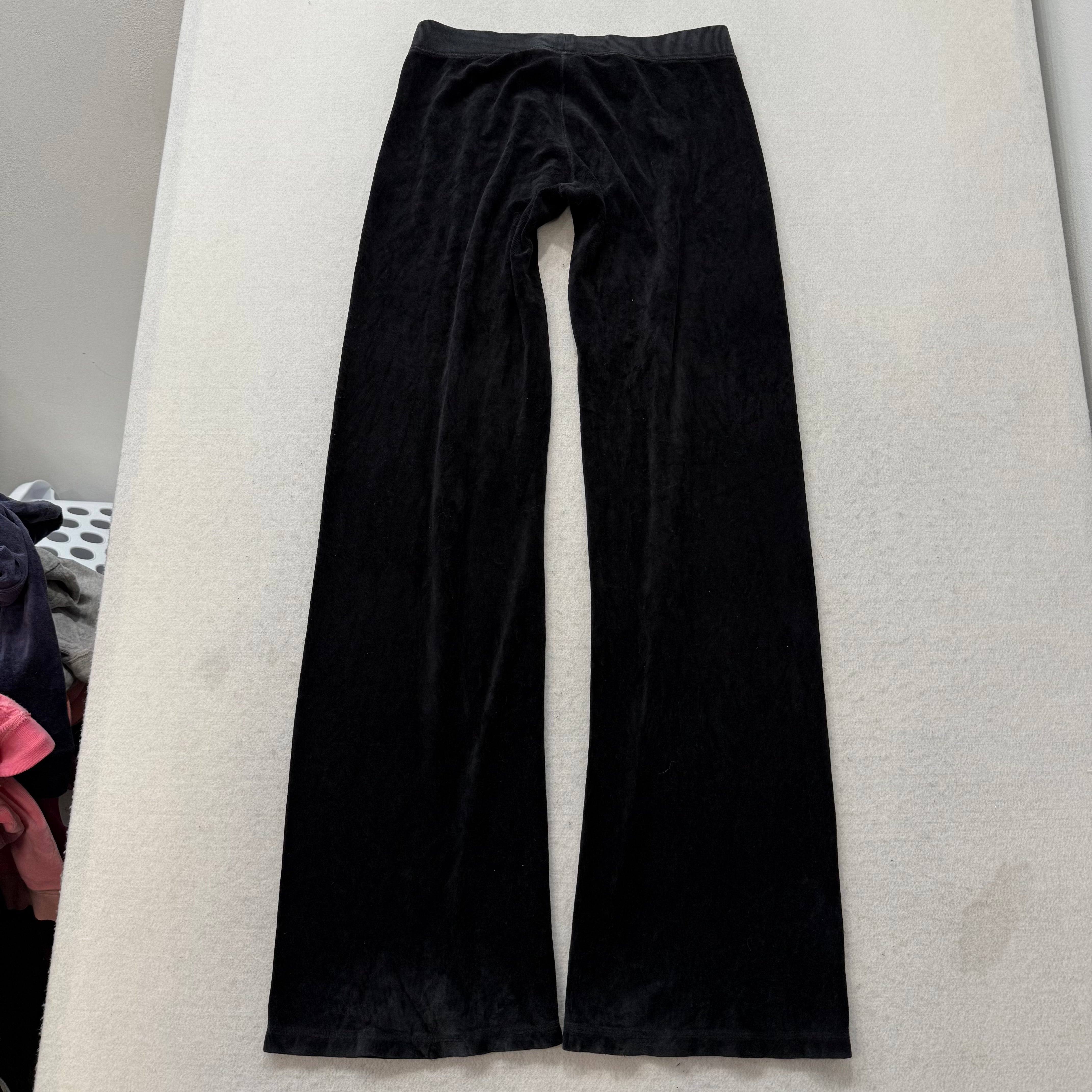 2003 Vintage Juicy Couture Women's Black Velour Flared Leg Track Pant Size P-Coordom