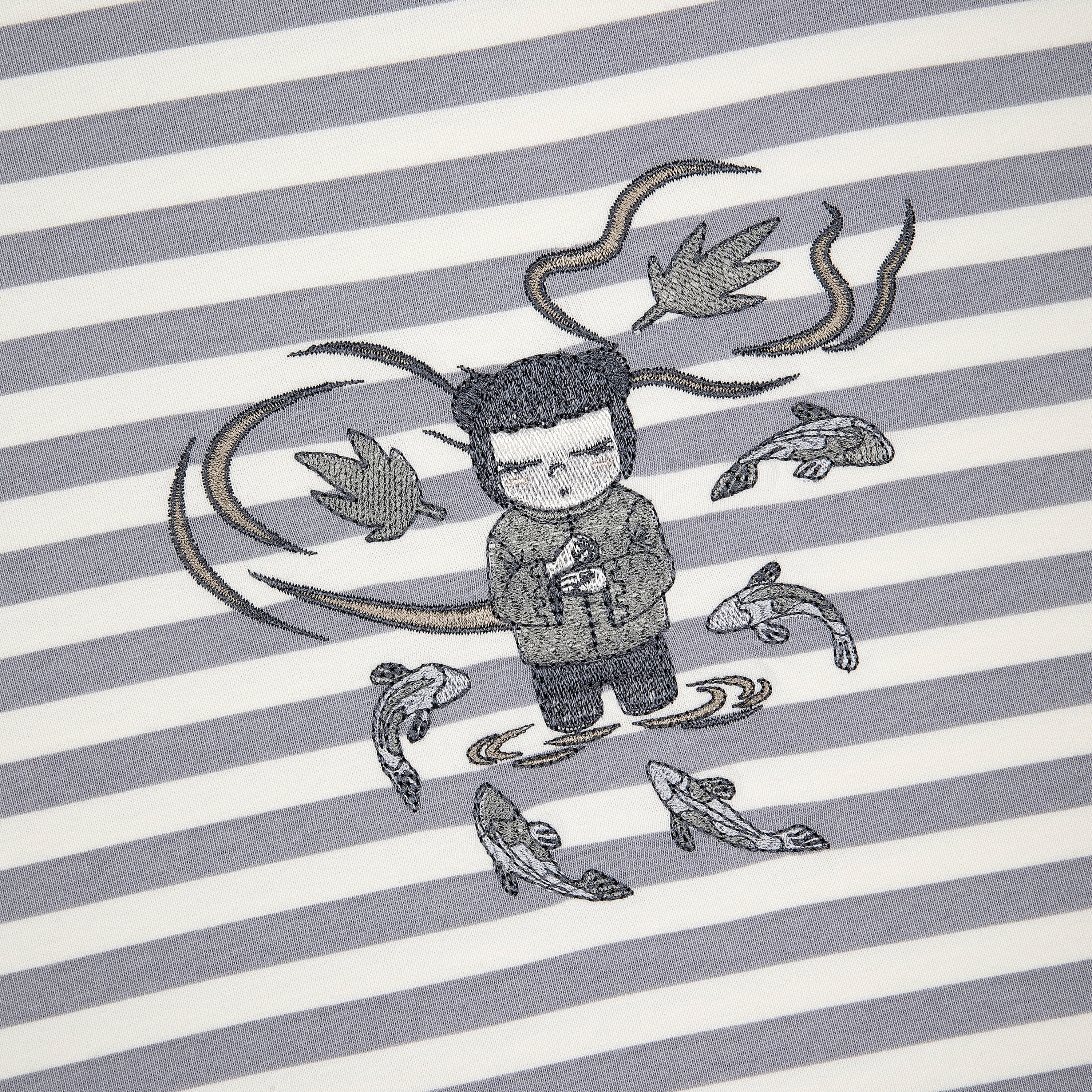 "koi" T Shirt grey striped-Coordom