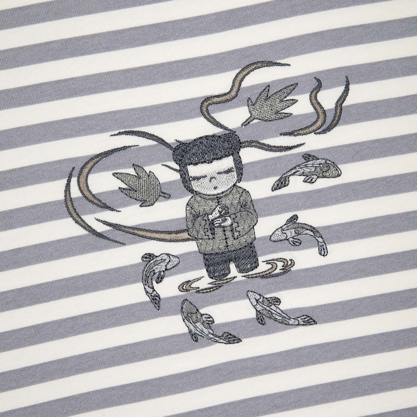 "koi" T Shirt grey striped-Coordom