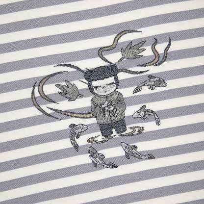 "koi" T Shirt grey striped-Coordom