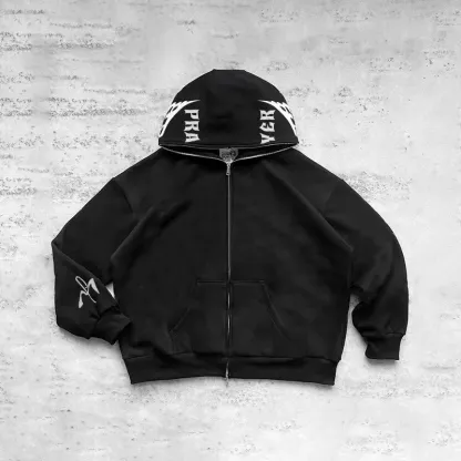 The Lord Is My Sheperd Print Zipper Hoodie-Coordom