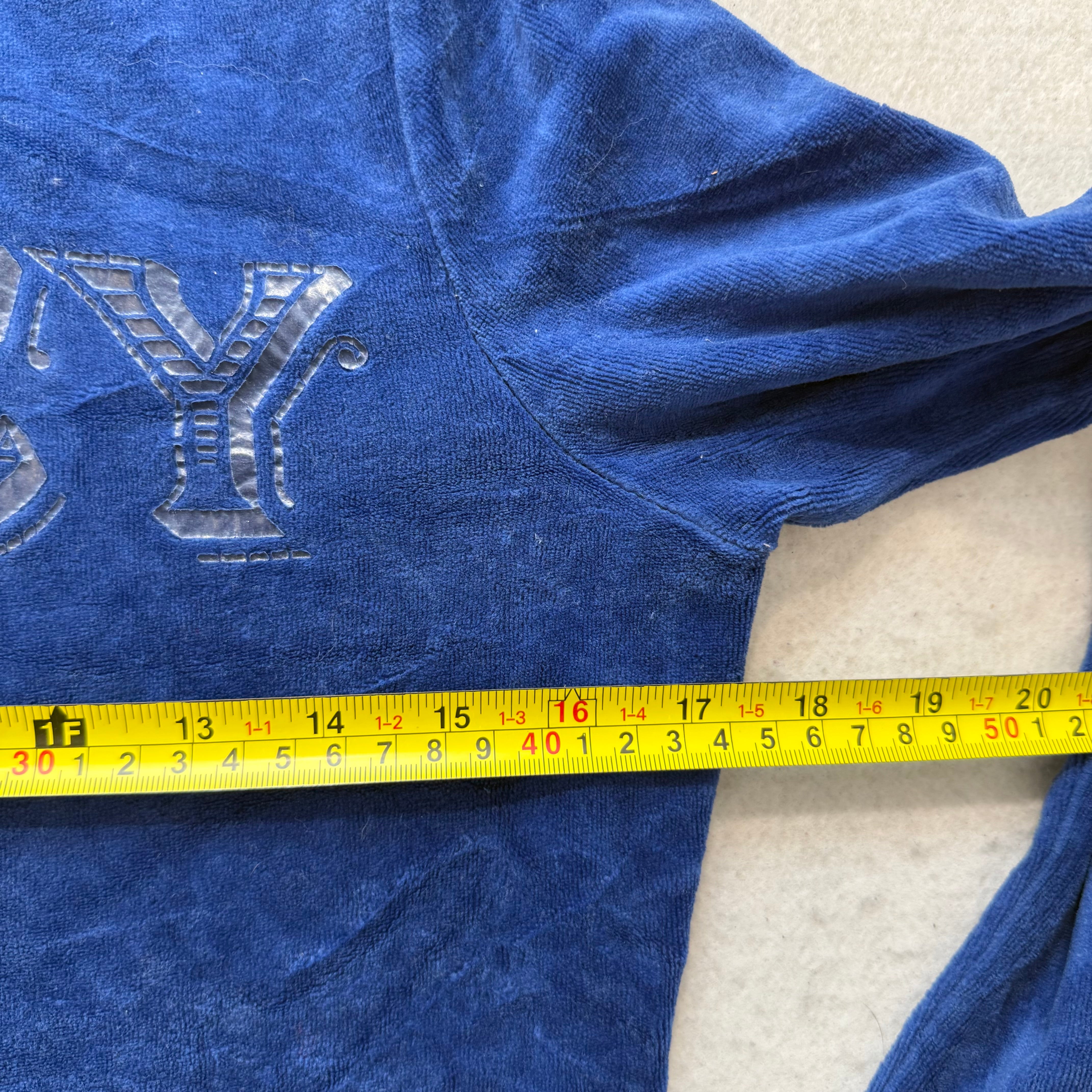 Vintage Juicy Couture Womens Royal Blue Velour Zip Up Hoodie Graphic Logo Size L-Coordom