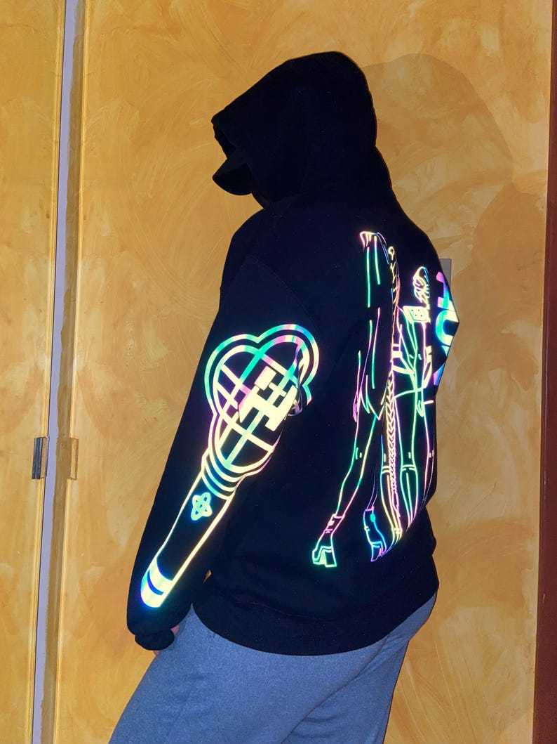 Huntr.x Rainbow Reflective Hoodie, loose fitting nighttime riding garment pullover-Coordom