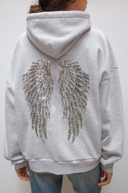 Angel Wings Sequin Hoodie-Coordom