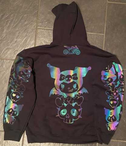 Kuro Mi Rainbow Reflective Hoodie - loose fit unisex nighttime essential riding pullover-Coordom