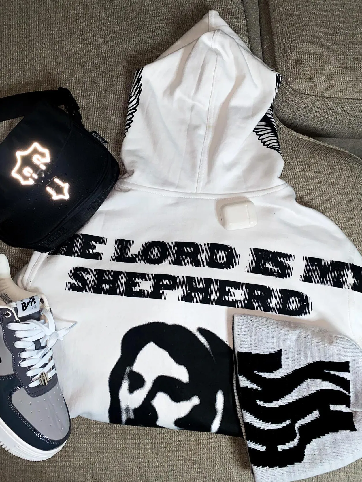 The Lord Is My Sheperd Print Zipper Hoodie-Coordom