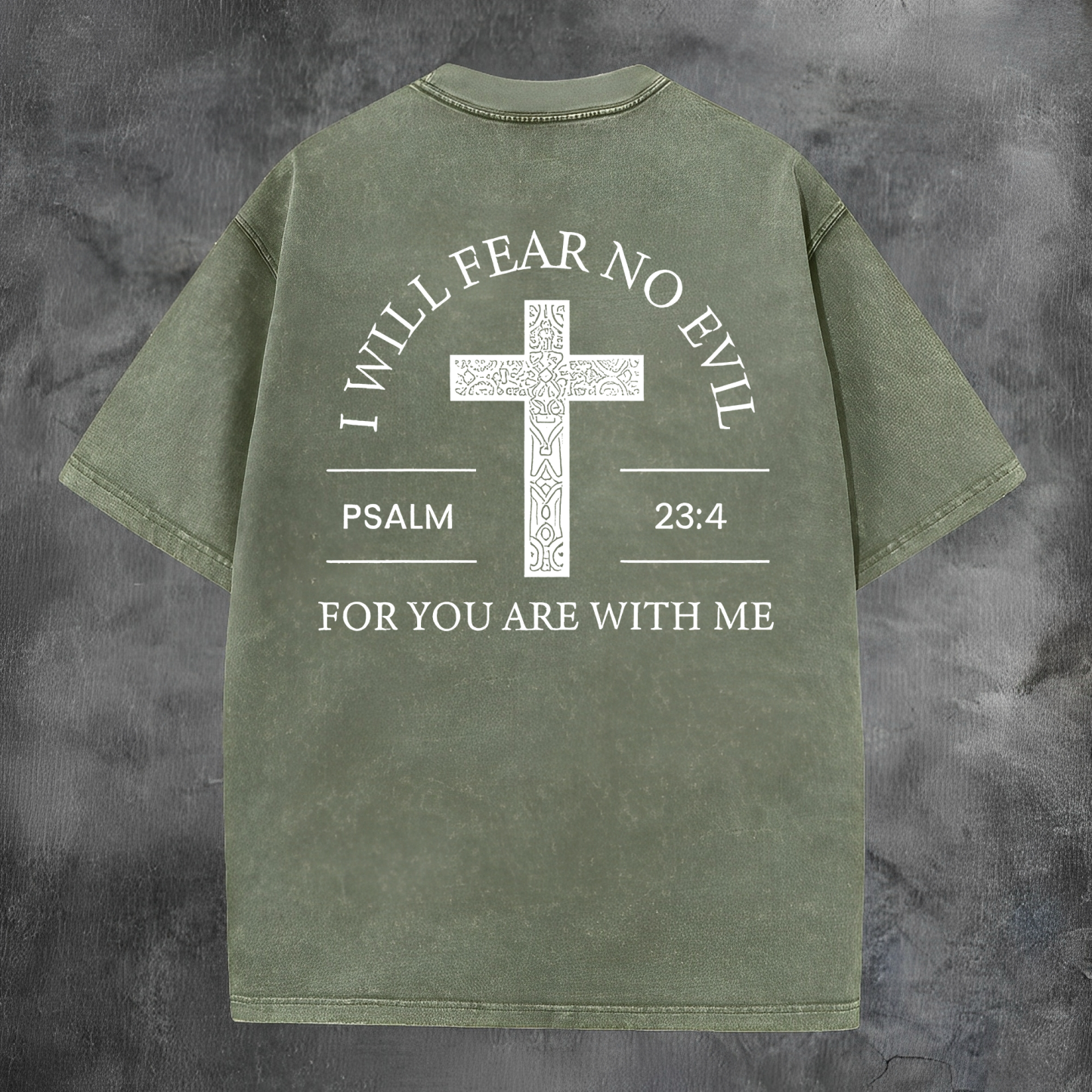 I Will Fear No Evil Printed Men's Washed Tee-Coordom