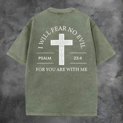 I Will Fear No Evil Printed Men's Washed Tee-Coordom