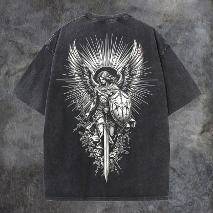 God's Guardian Printed Men's Washed Tee-Coordom