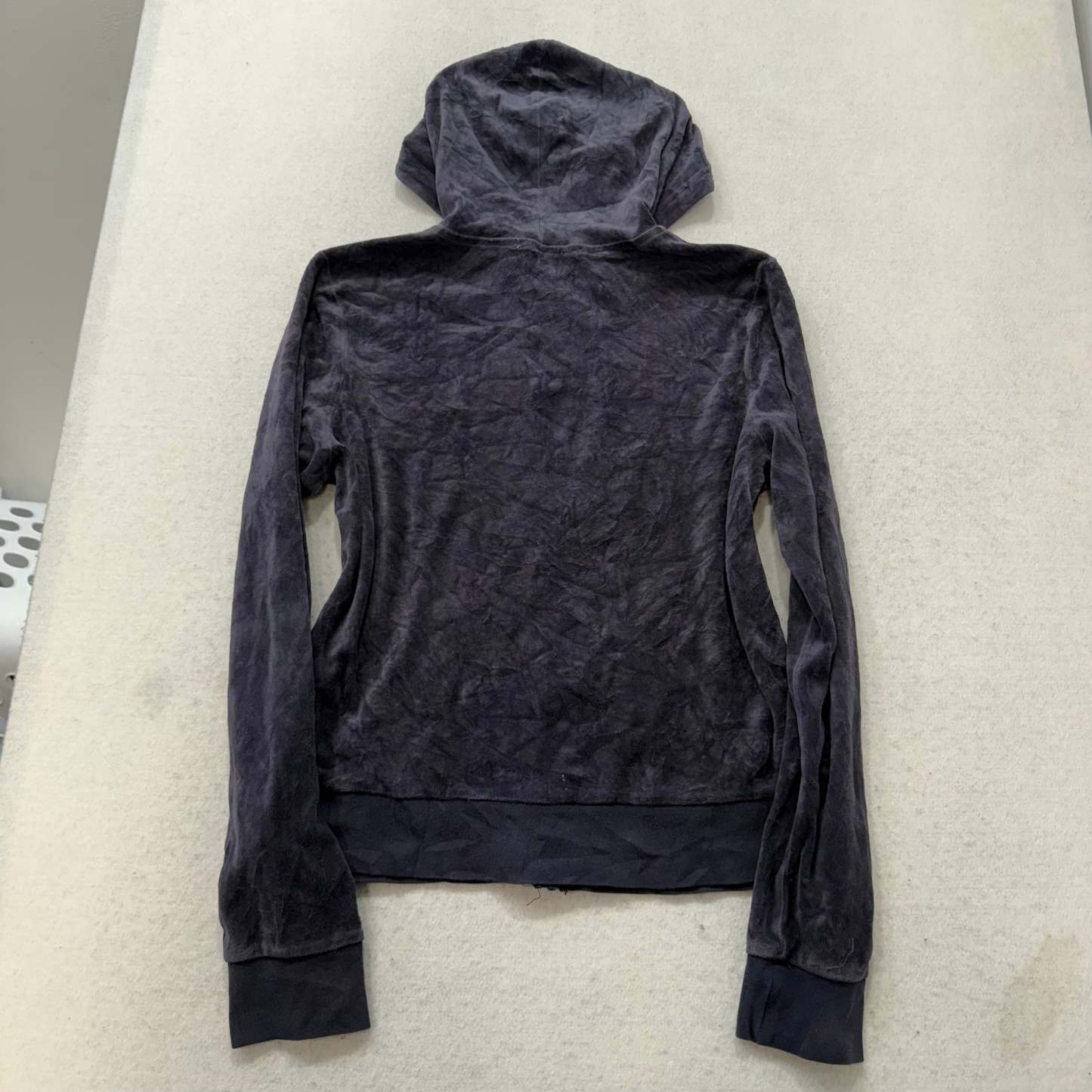 Juicy Couture Women's Deep Charcoal Velour Zip-Up Hoodie Loungwear Size M-Coordom