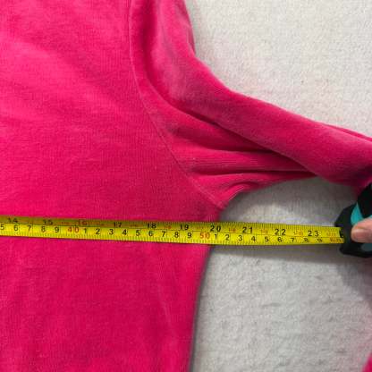 Vintage Juicy Couture Women's Hot Pink Velour Zip Up Hoodie Graphic Logo Size L-Coordom