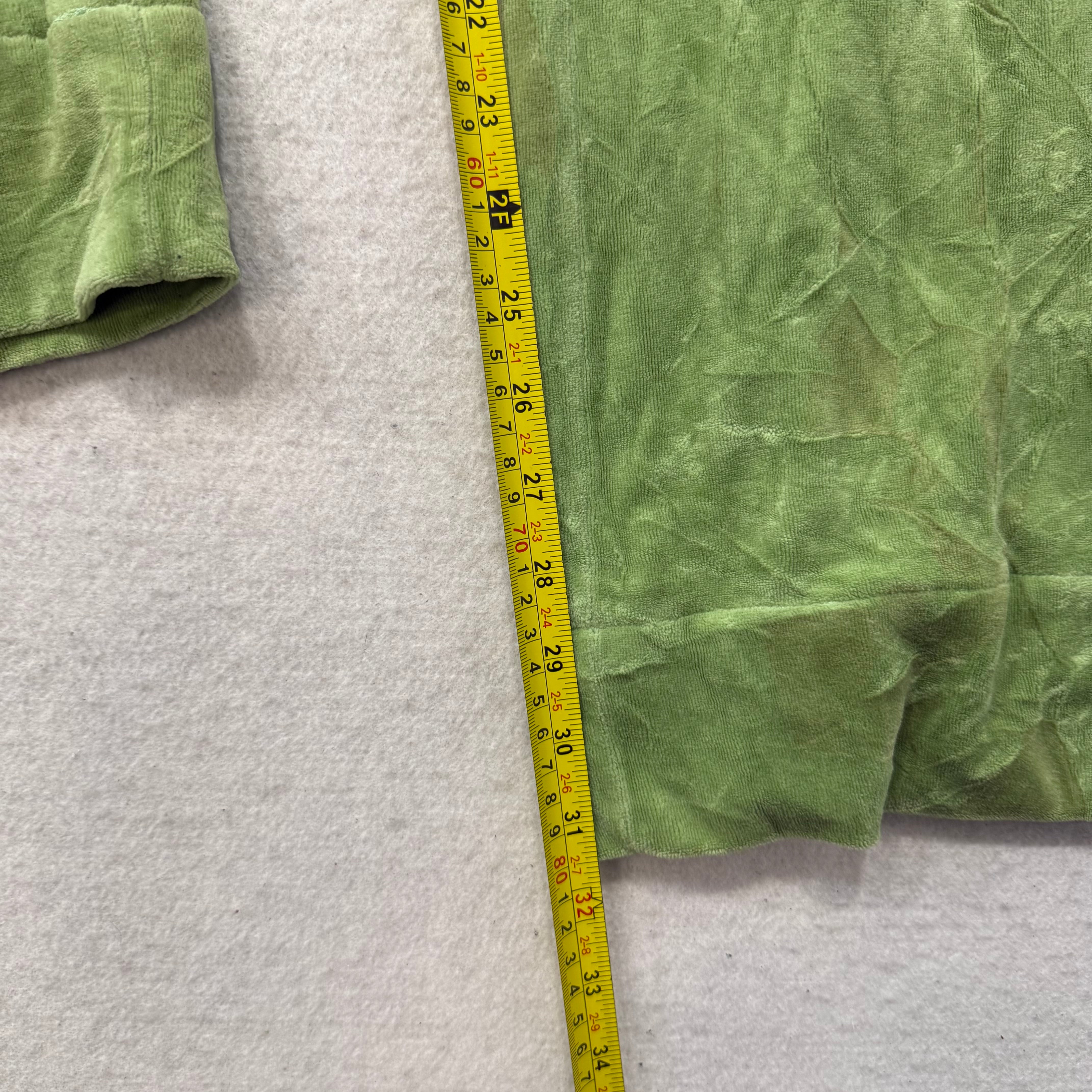 Vintage Juicy Couture Women Apple Green Velour Flared Track Pant Low Rise Size L-Coordom