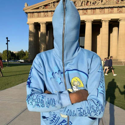 Fashion street style personality zipper hoodie-Coordom