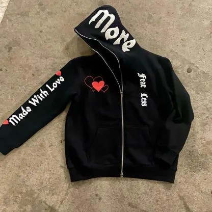 Love More Fearless Couple's Zipper Hoodie-Coordom