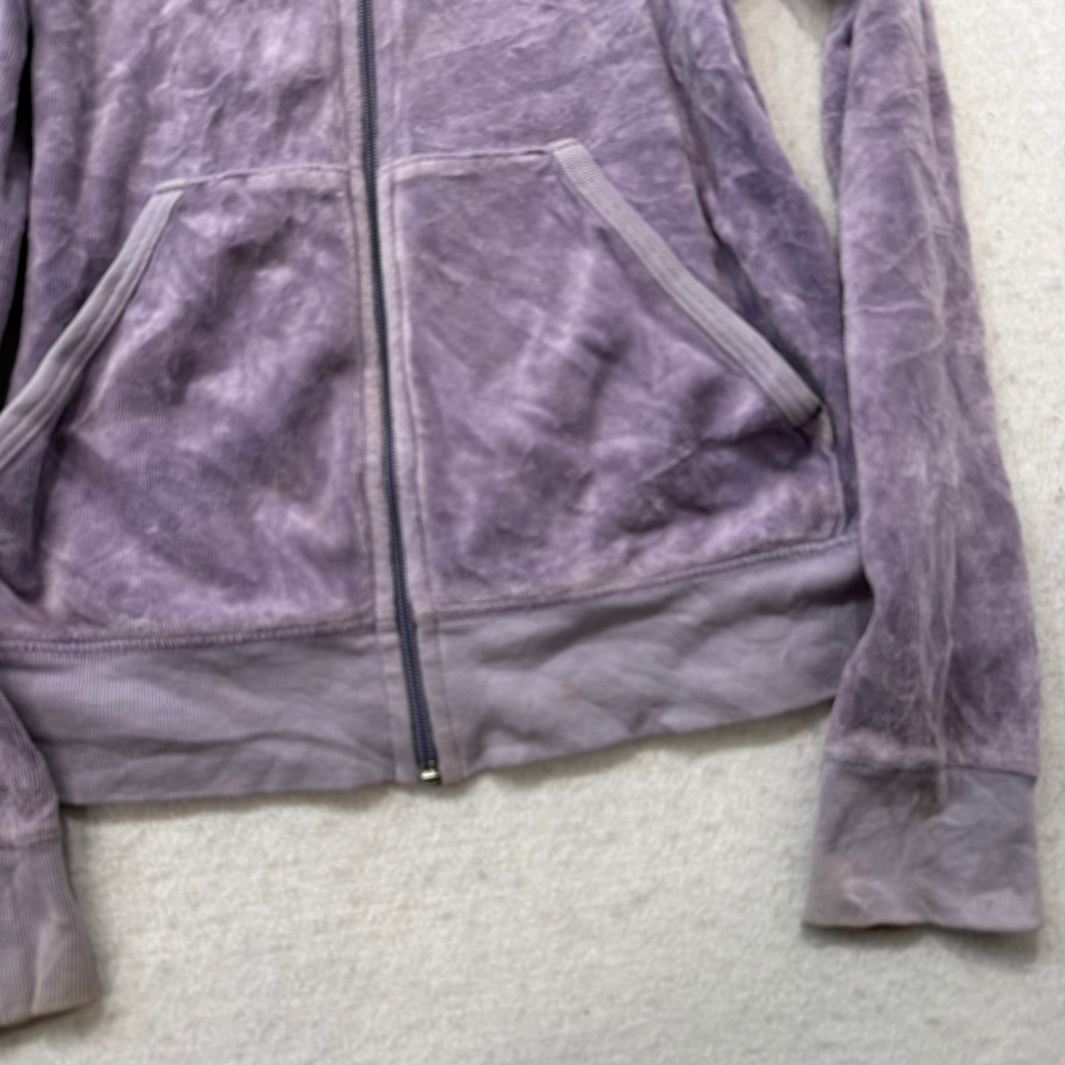 Juicy Couture All Hail Juicy Women's Lavender Velour Zip-Up Hoodie Y2k Size 12-Coordom