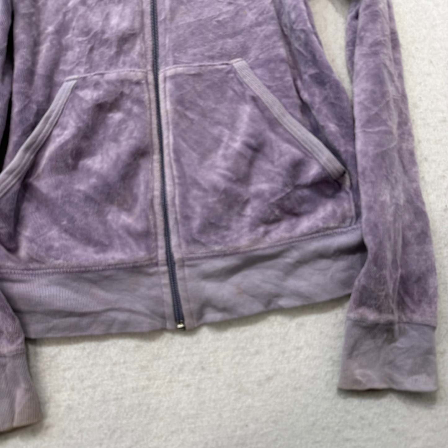 Juicy Couture All Hail Juicy Women's Lavender Velour Zip-Up Hoodie Y2k Size 12-Coordom