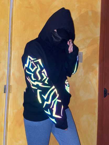 Huntr.x Rainbow Reflective Hoodie, loose fitting nighttime riding garment pullover-Coordom