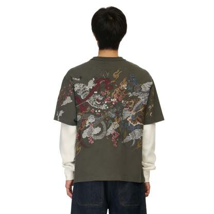 "yakuza" layered Longsleeve khaki-Coordom