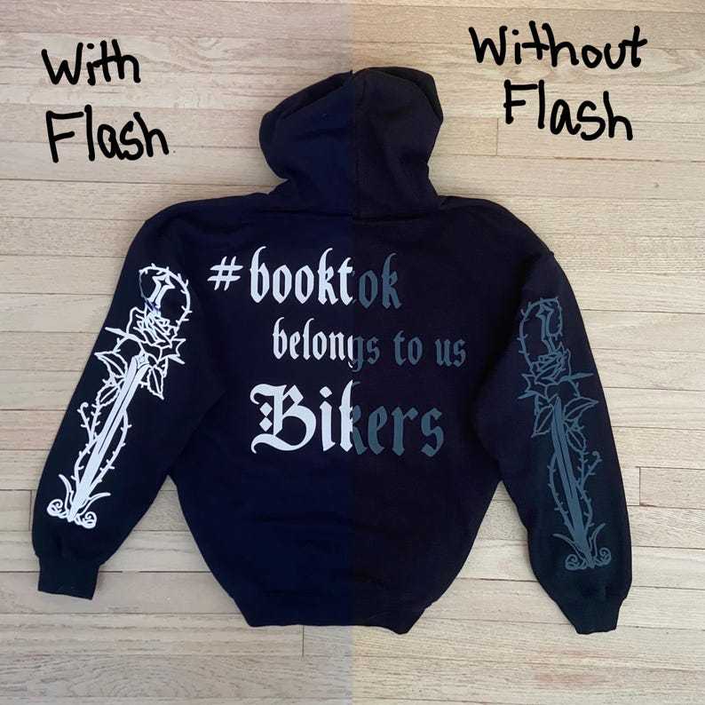 Booktok Biker Hoodie, Reflective Design, Crafted in USA-Coordom