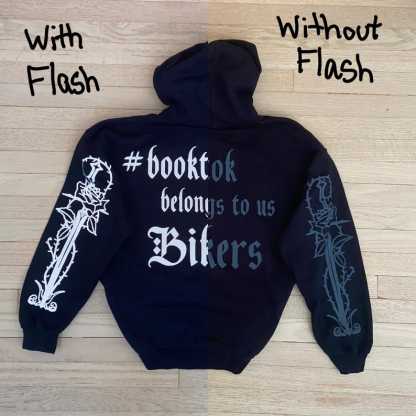 Booktok Biker Hoodie, Reflective Design, Crafted in USA-Coordom