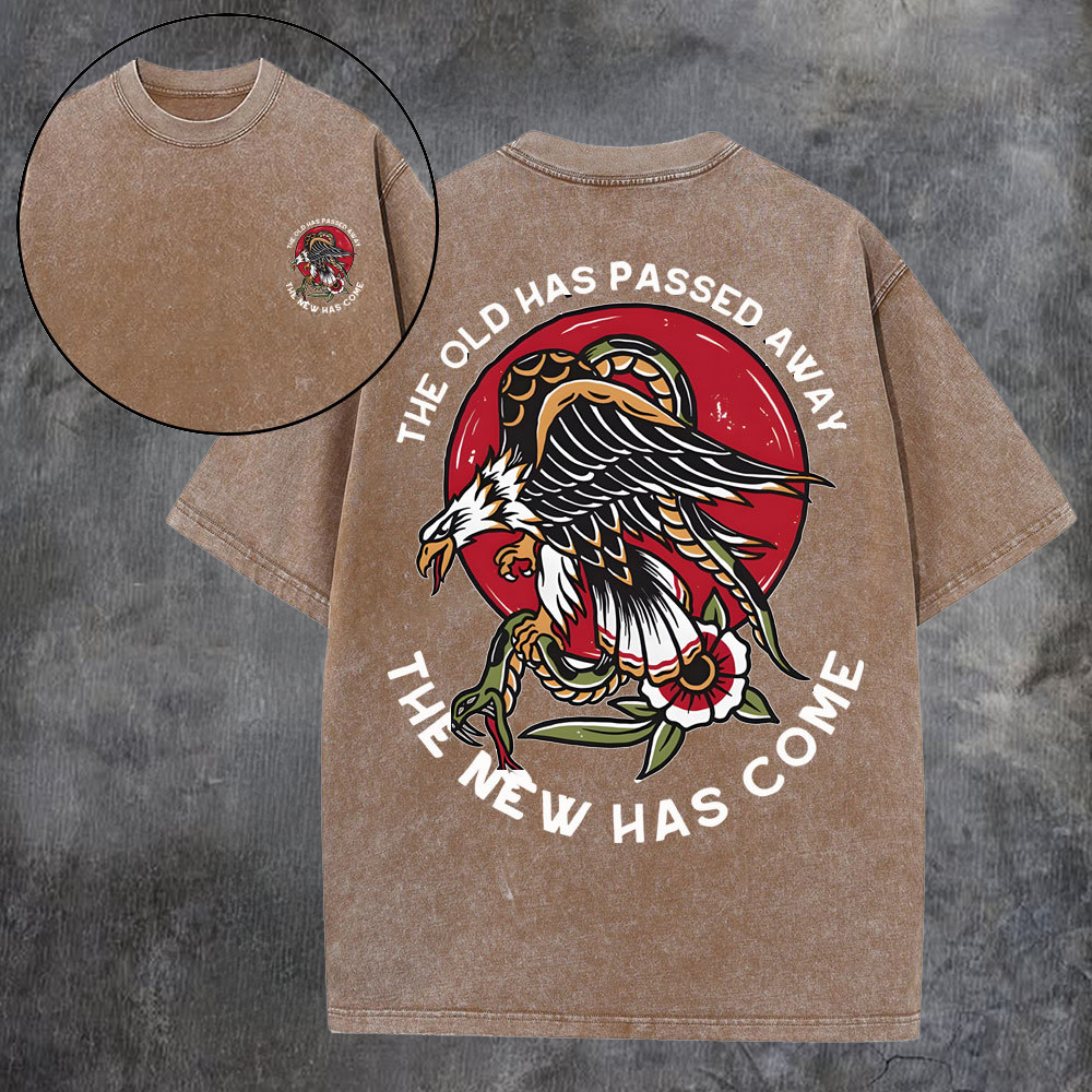 The Old Has Passed Away The New Has Come Printed Men's Washed Tee-Coordom