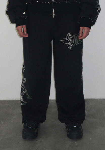 FERAL STUDDED OVERSIZED SWEATPANTS BLACK-Coordom