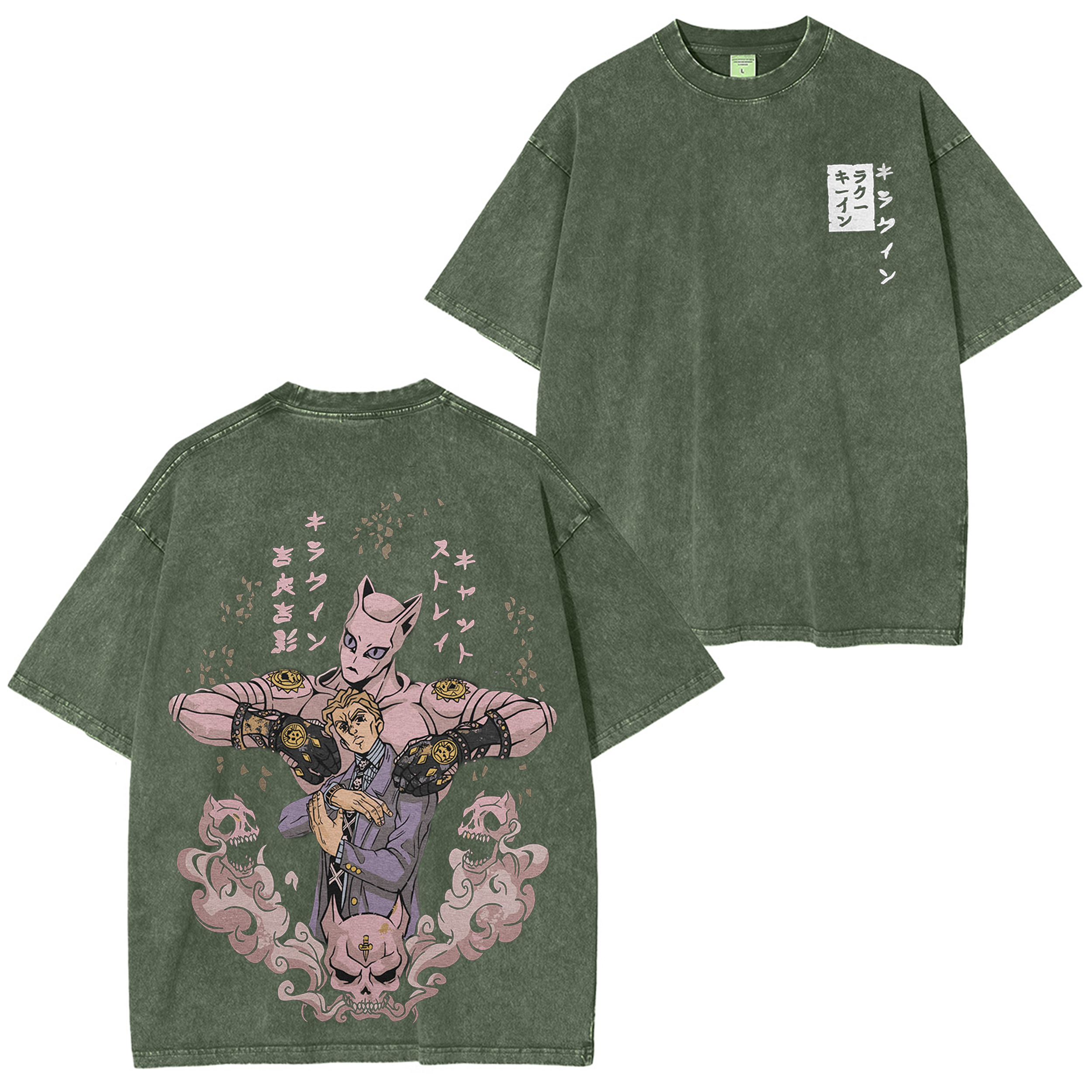 JoJo's Bizarre Adventure Kira Stand Graphic Vintage Unisex Washed T-Shirt-Coordom