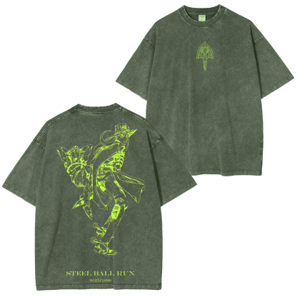 JoJo's Bizarre Adventure Vintage Unisex Washed T-Shirt-Coordom