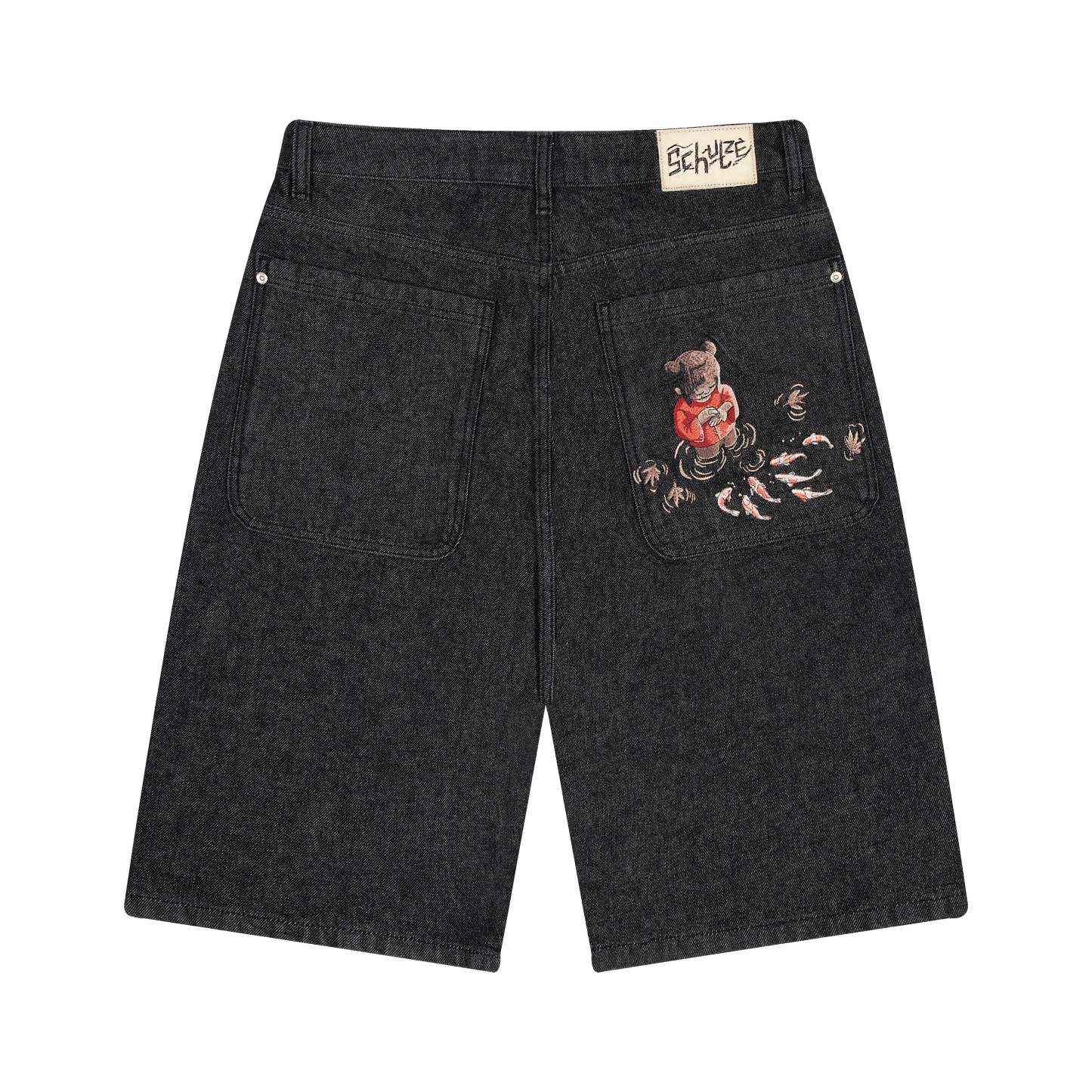 "koi fish v2" Jorts raw black-Coordom