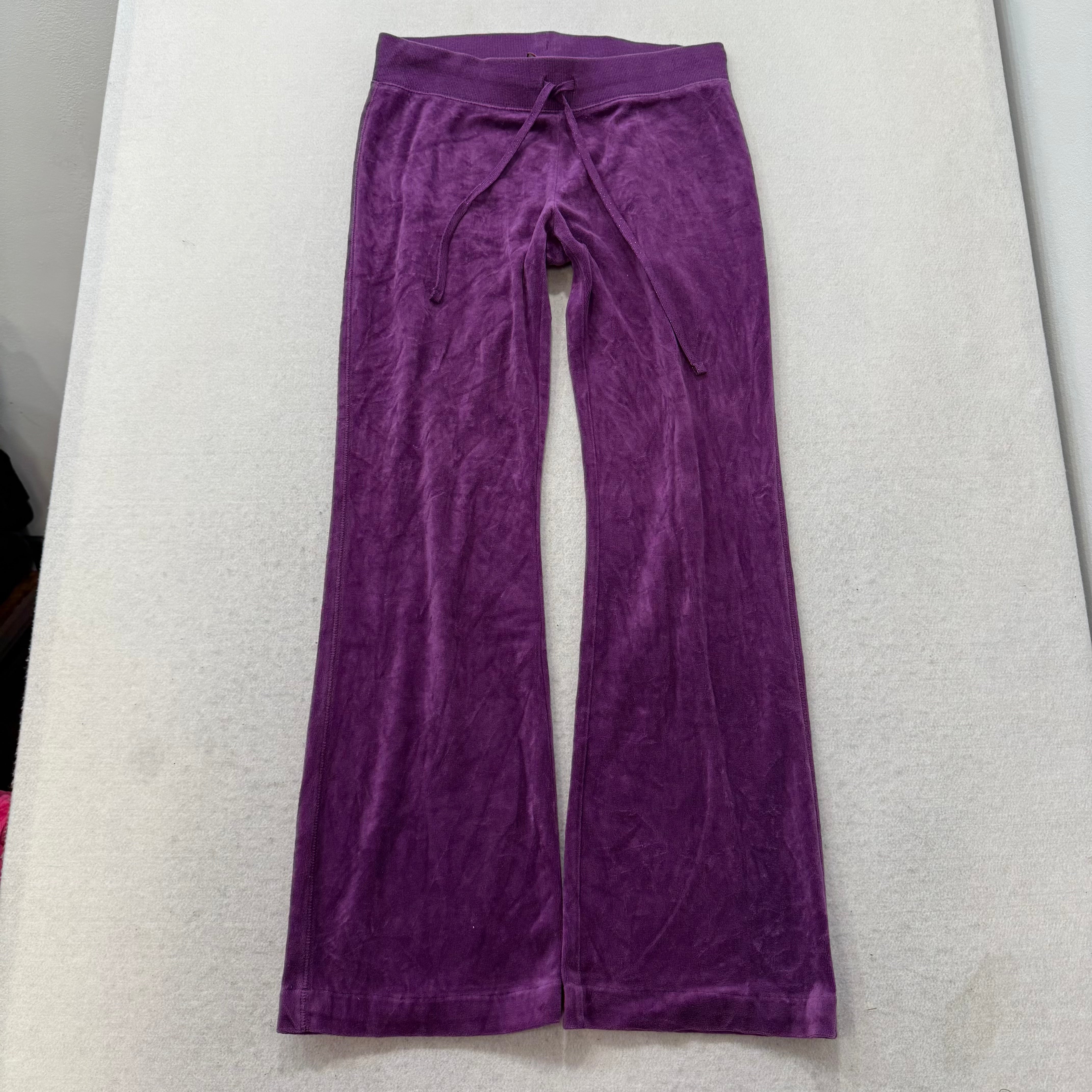 Juicy Couture Plum Velour Tracksuit Set Zip Up Hoodie & Flared Pants Y2K Size S-Coordom